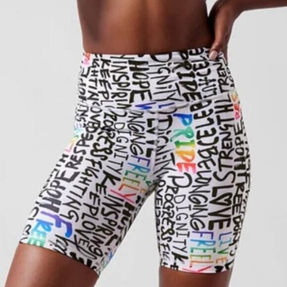 Athleta Pants - Athleta Elation Train Short PRIDE Print Size Small Bike Cycle Gym Outdoor Studio